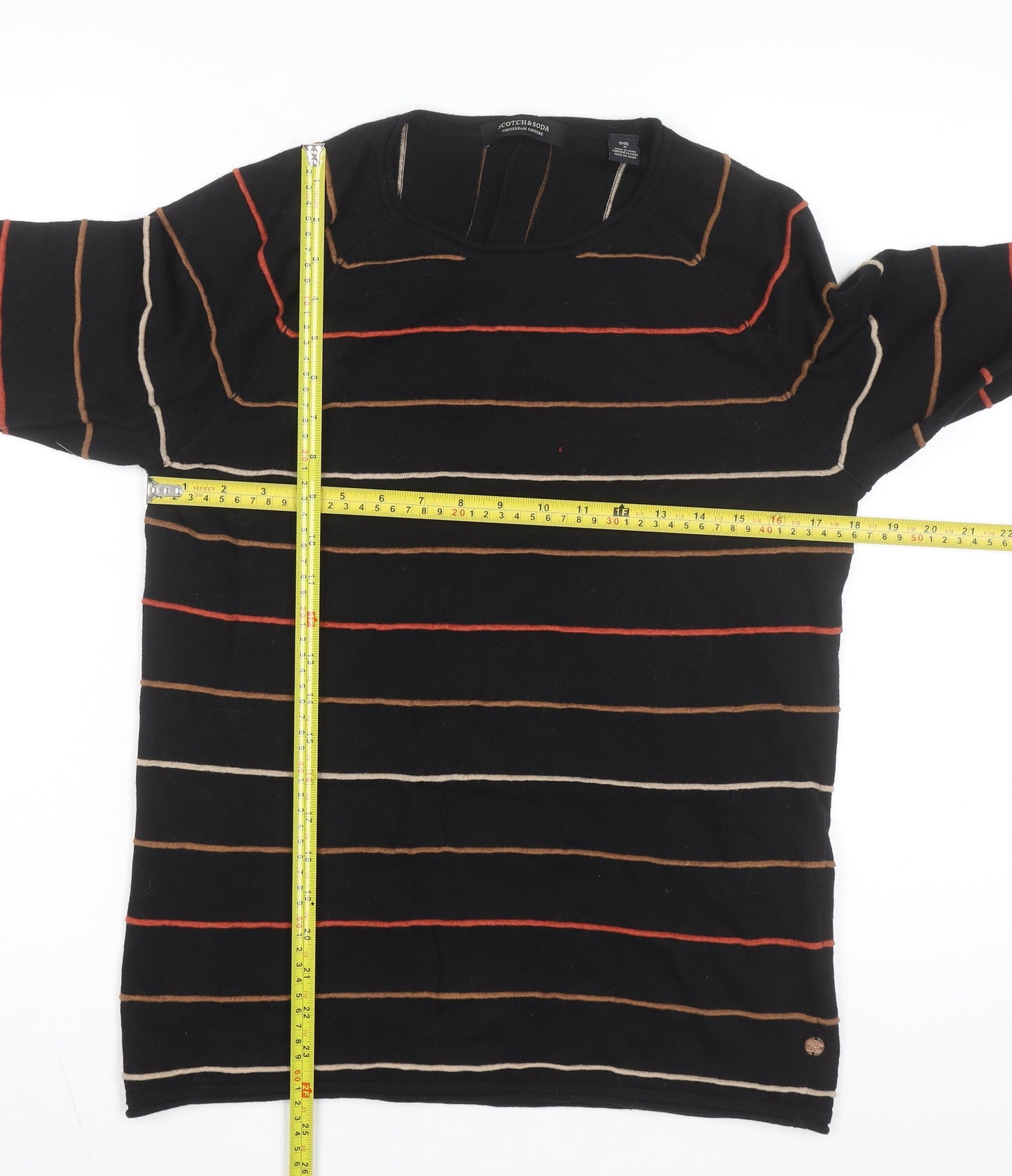 Scotch & Soda Men’s Black Striped Long Sleeve Cotton Top Size S