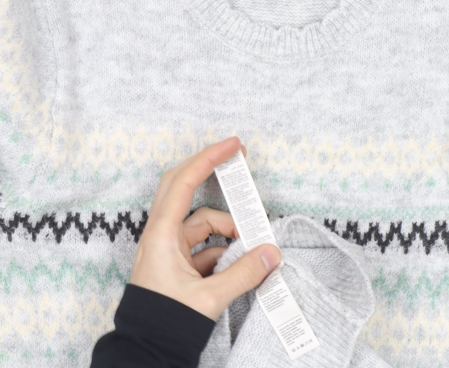 FatFace Girls Grey Fair Isle Long Sleeve Knit Sweater Dress 10-11 Years