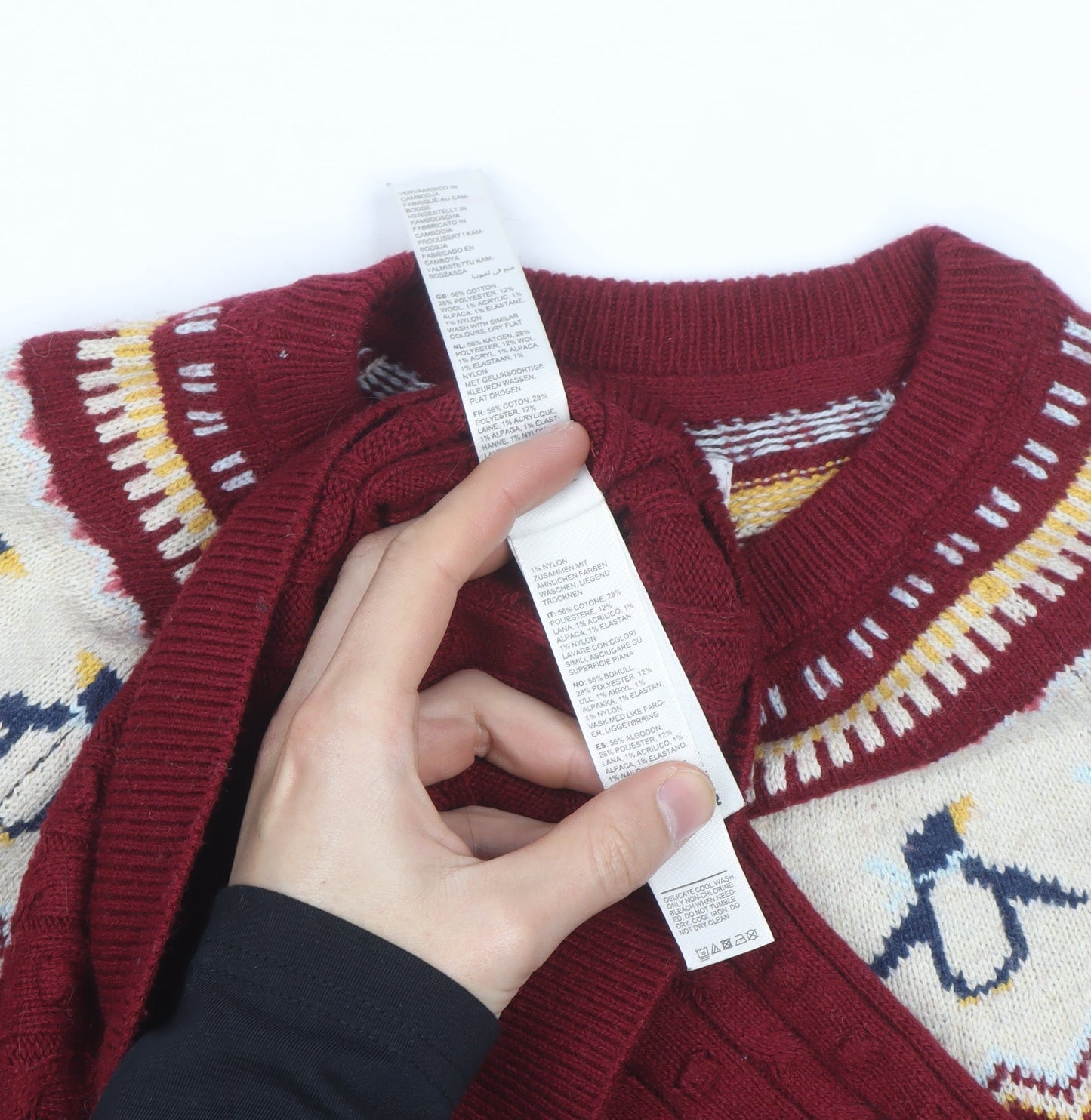 FatFace Girls Red Penguin Knit Sweater Dress 12-13 Years Winter Fair Isle
