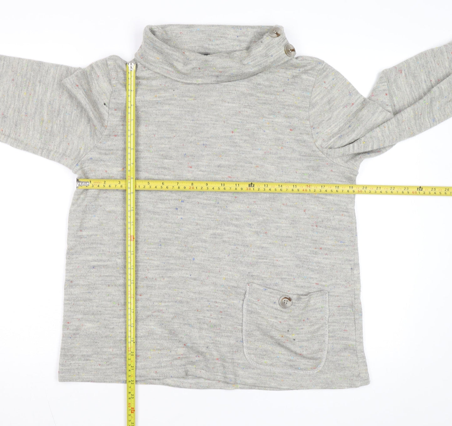 Luca Vanucci Women's Grey Roll Neck Knit Jumper Size S