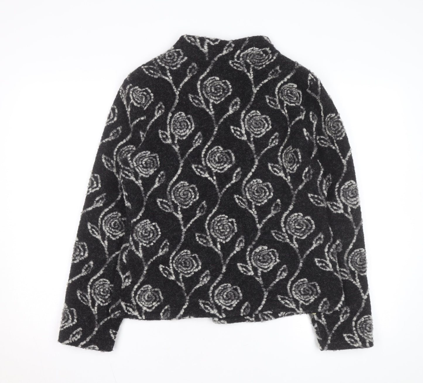 Kaliko Women’s Black Floral Wool Blend Cardigan Size 12
