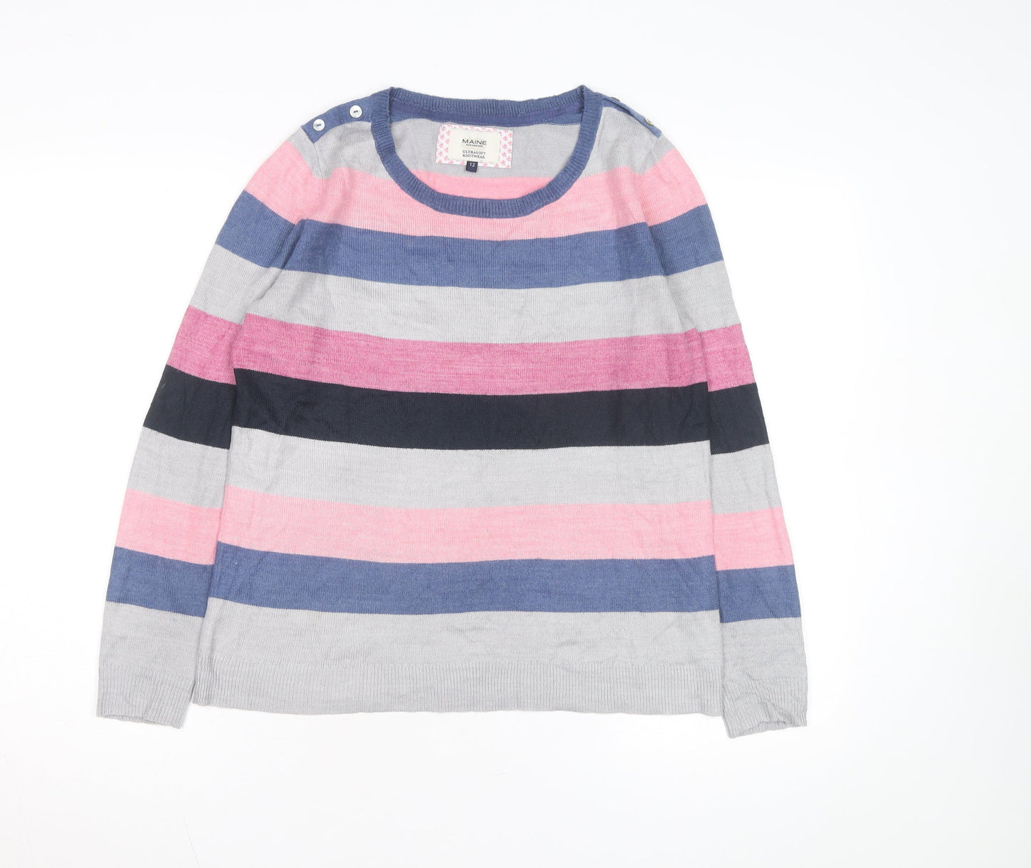 Maine New England Women's Multicoloured Striped Jumper Size 12