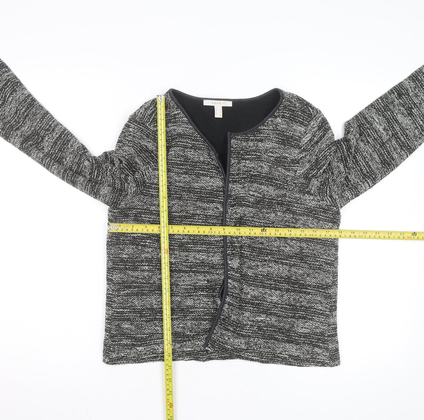 Esprit Womens Grey Knit Open Cardigan L Long Sleeve Casual