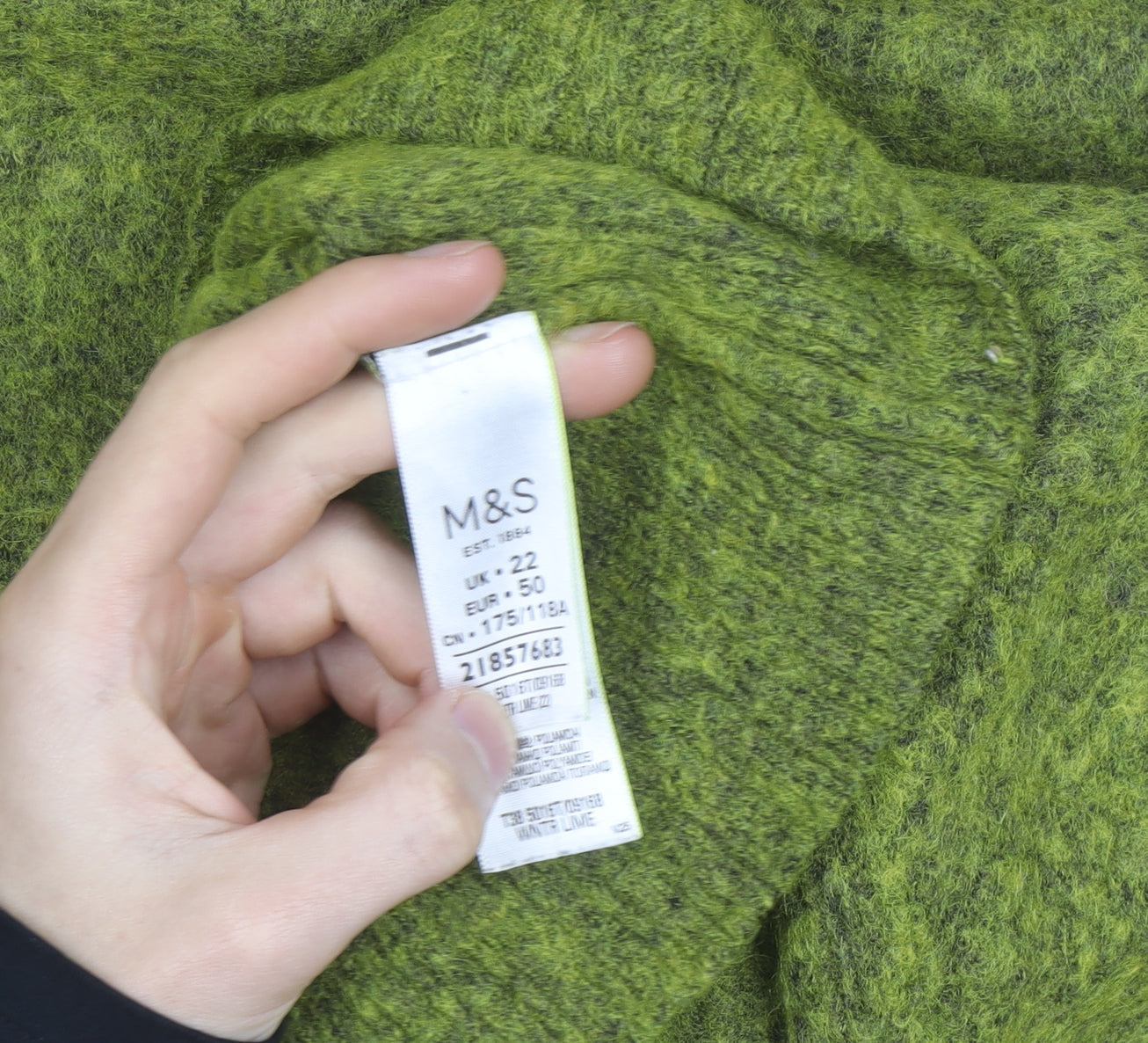 Marks and Spencer Women Green High Neck Wool Blend Jumper Size 22