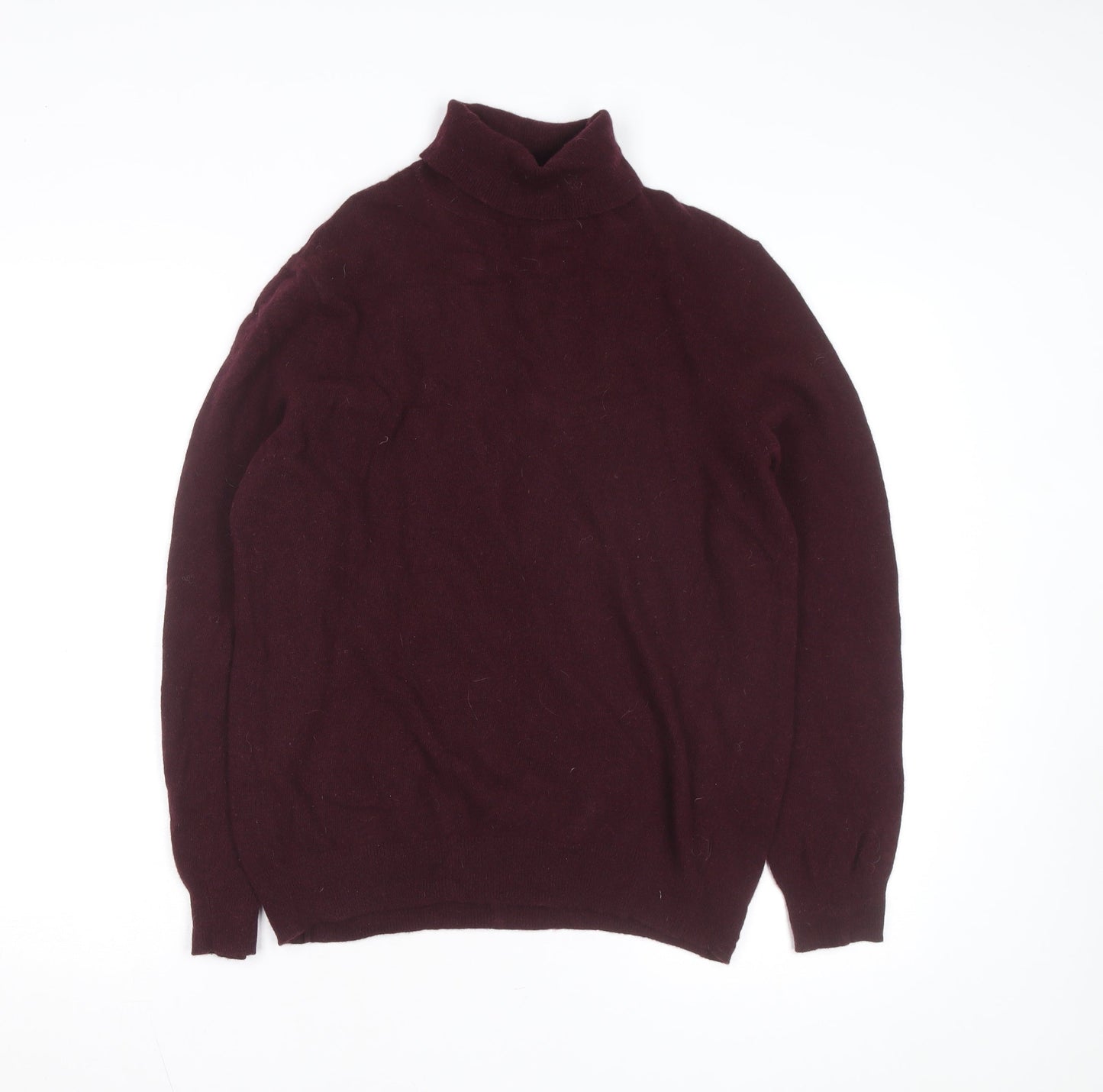 Savile Row Company Men's Brown Merino Cashmere Roll Neck Jumper L