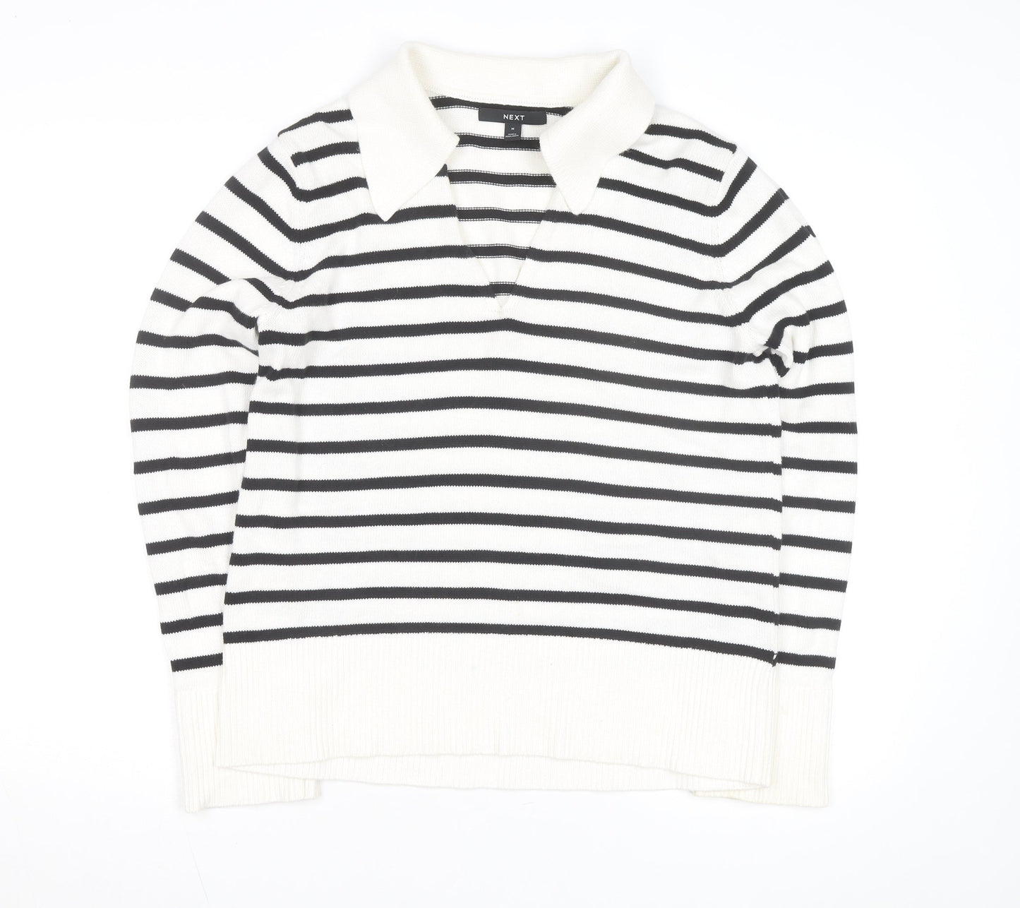Next Women's Black Stripe Collared Pullover Jumper Size 12