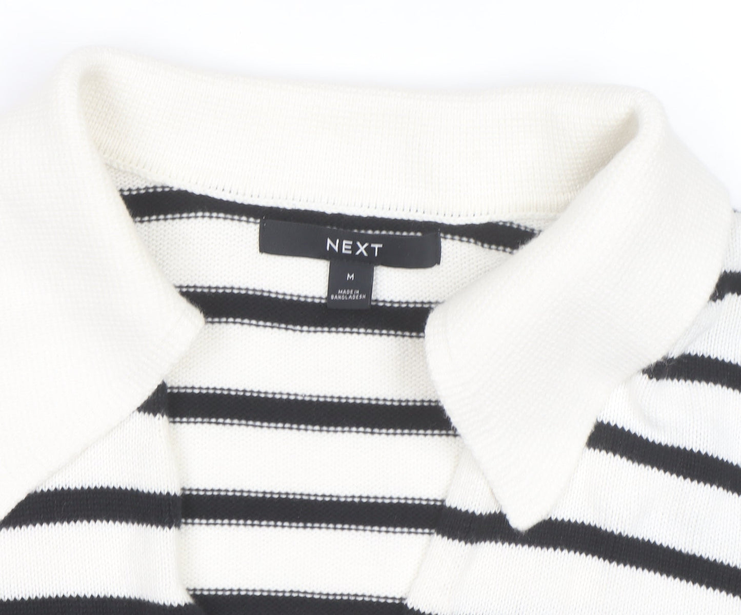 Next Women's Black Stripe Collared Pullover Jumper Size 12