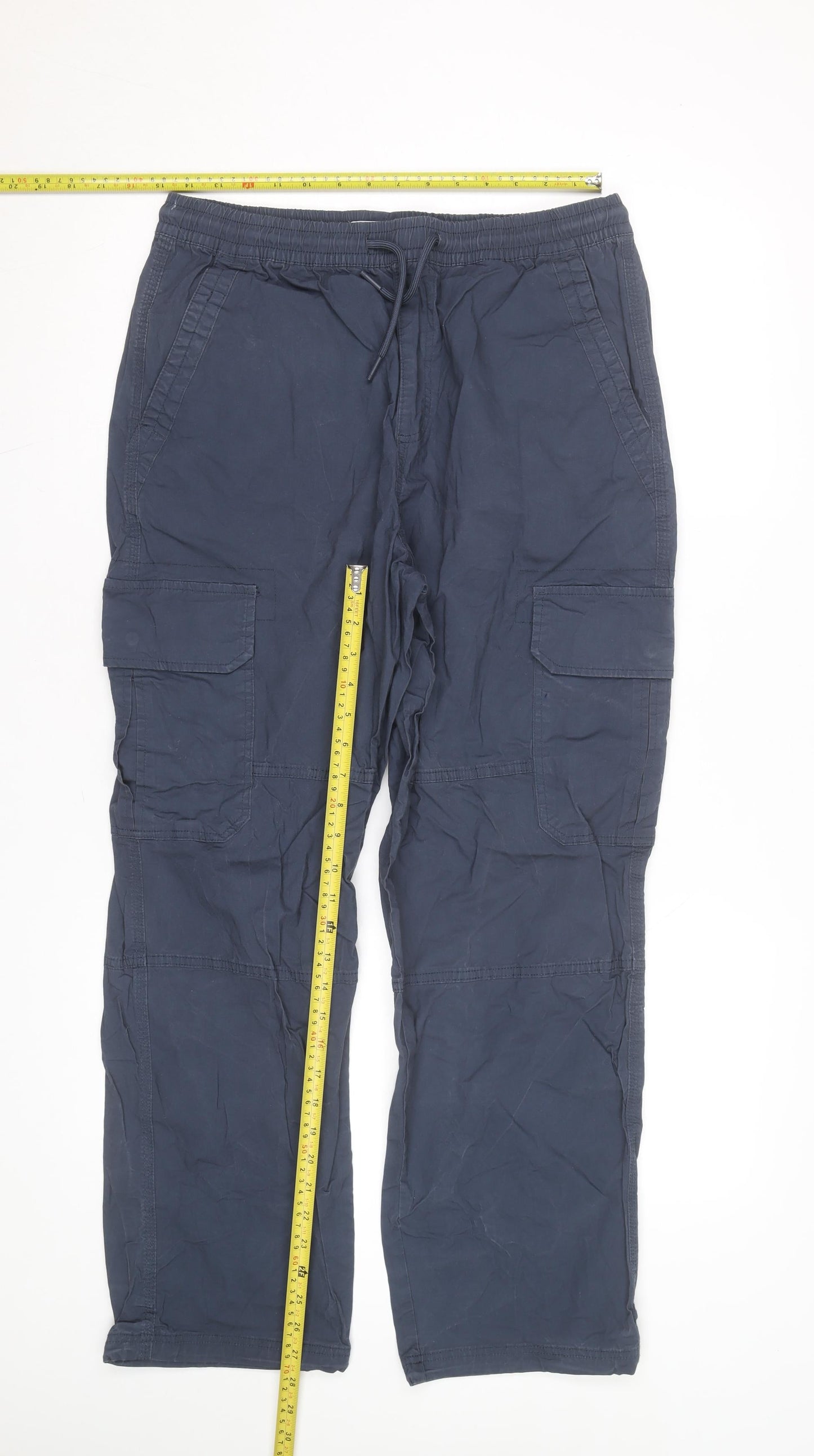 Denim Co. Men's Blue Cargo Trousers M Relaxed Fit Cotton