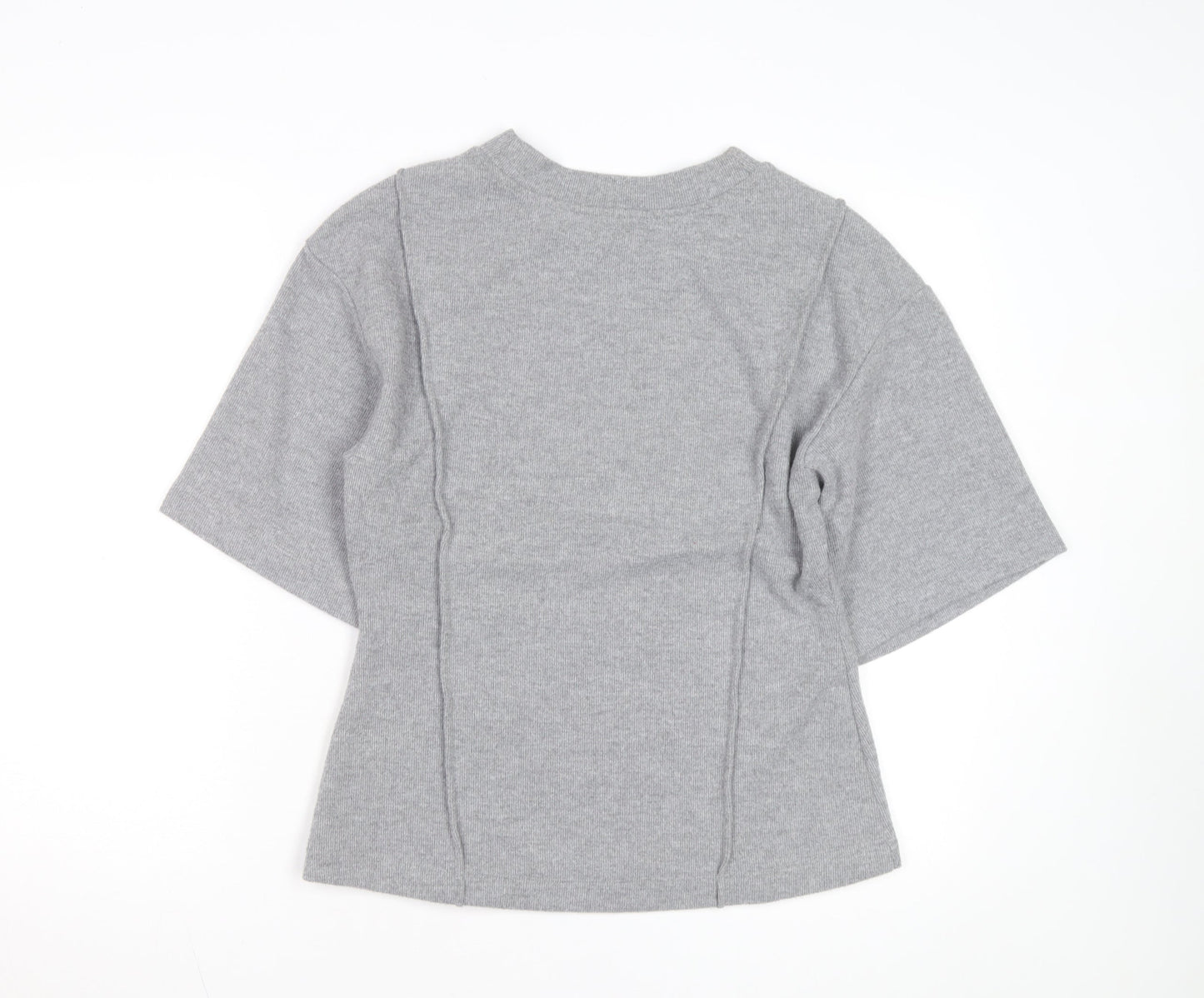 Marks and Spencer Women Grey Size 12 Crew Neck Short Sleeve Knit Jumper