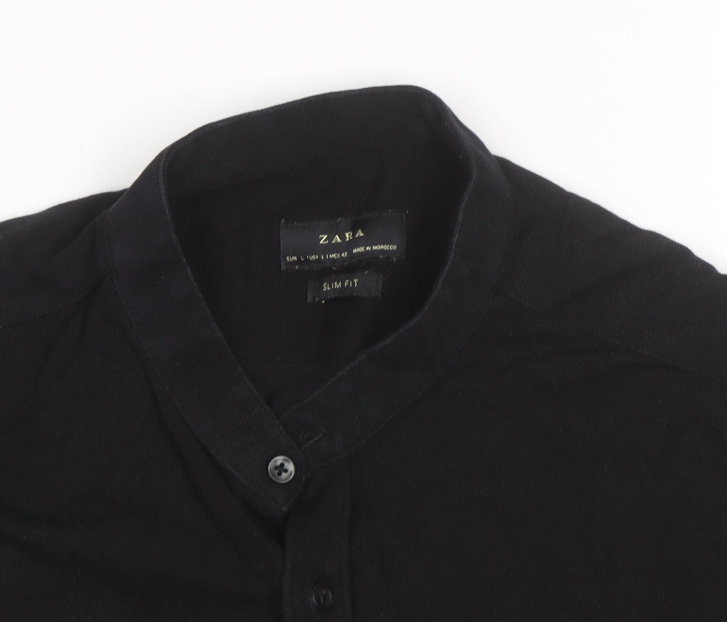 Zara Men Black Slim Fit Button-Up Long Sleeve Shirt L
