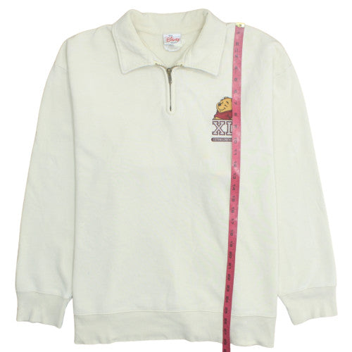 Disney Store Womens Ivory 1/4 Zip Sweatshirt XL Winnie the Pooh