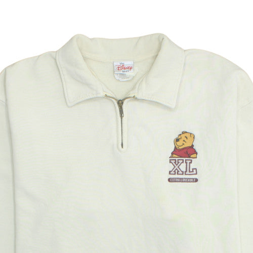 Disney Store Womens Ivory 1/4 Zip Sweatshirt XL Winnie the Pooh