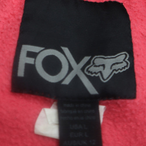 Fox Womens Pink Full Zip Hoodie Size L Cotton Blend Graphic Sweatshirt
