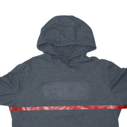 FILA Mens Grey Pullover Hoodie M Regular Fit Fleece Sweatshirt