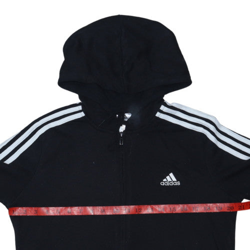 Adidas Womens Black Full Zip Hooded Sweatshirt Size M 12-14