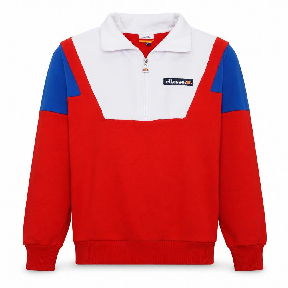 Ellesse Mens Red 1/2 Zip Colour Block Sweatshirt M Retro