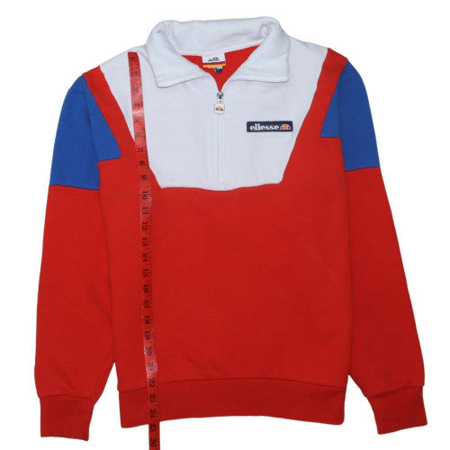 Ellesse Mens Red 1/2 Zip Colour Block Sweatshirt M Retro