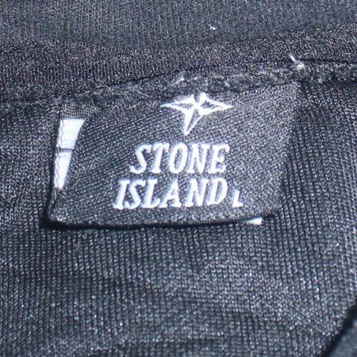 Stone Island Womens Black Pullover Hoodie L Graphic Print Cotton