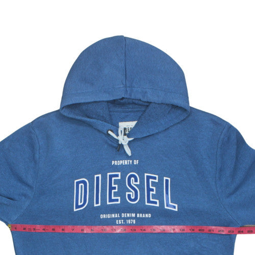 Diesel Mens Blue XXL Pullover Hoodie Cotton Blend Graphic Print