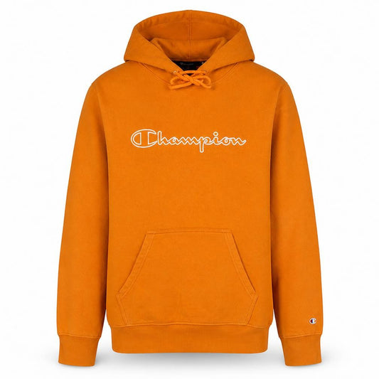 Champion Men's Orange Pullover Hoodie Size L Graphic Logo Fleece