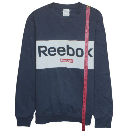 Reebok Men's Blue Pullover Sweatshirt M Crew Neck Logo Sportswear