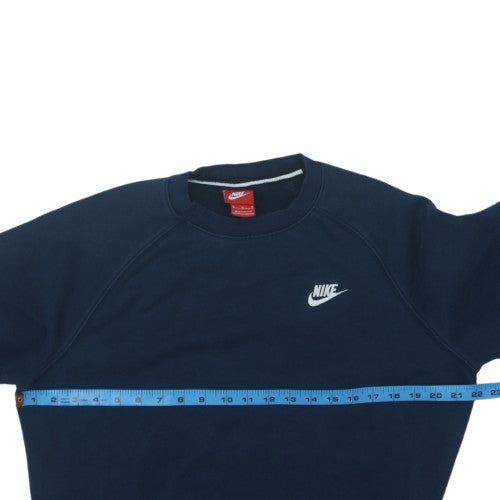 Nike Mens Blue Pullover Sweatshirt M Crew Neck Fleece Logo Jumper