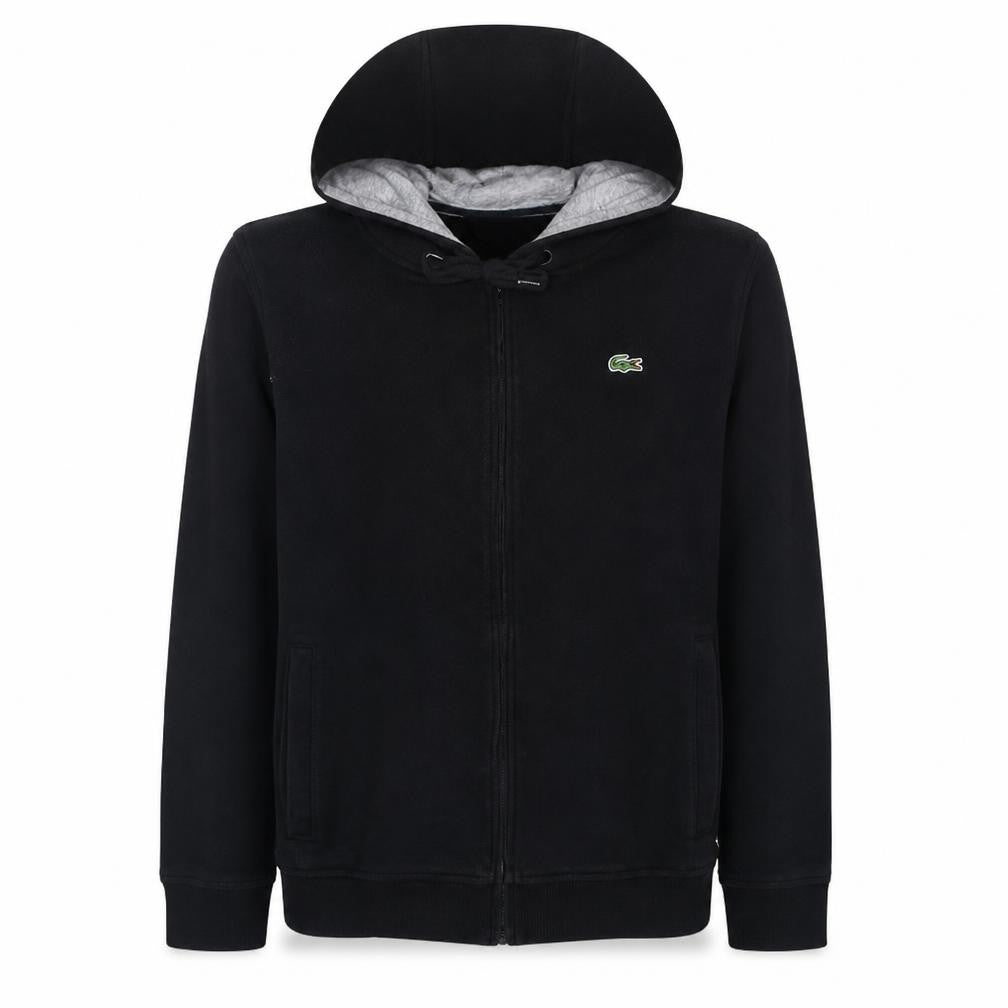 Lacoste Men’s Black Full Zip Hoodie M Hooded Fleece Sweatshirt