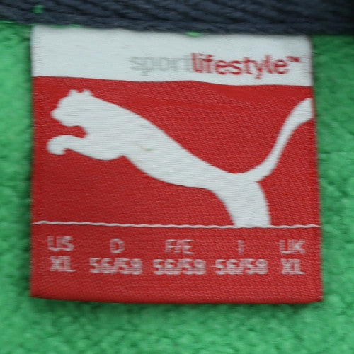 Puma Mens Green XL Pullover Hoodie with Logo and Pockets