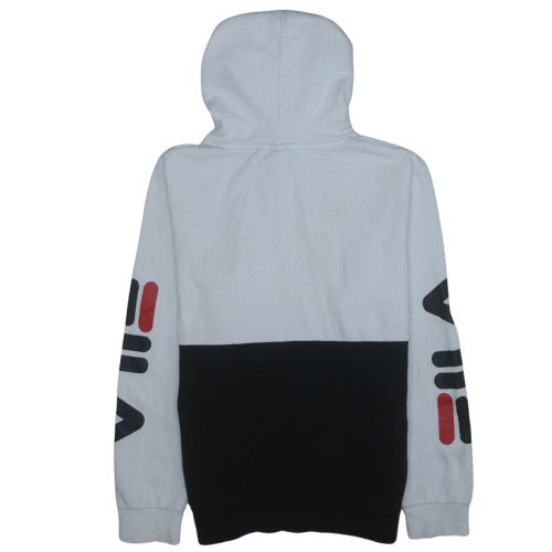 FILA Men's White & Black Pullover Hoodie L Sports Style