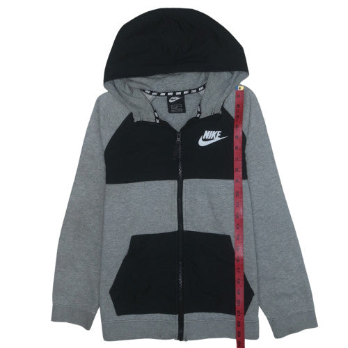Nike Boys Grey Colourblock Fleece Zip Hoodie Jacket Size 14 Years