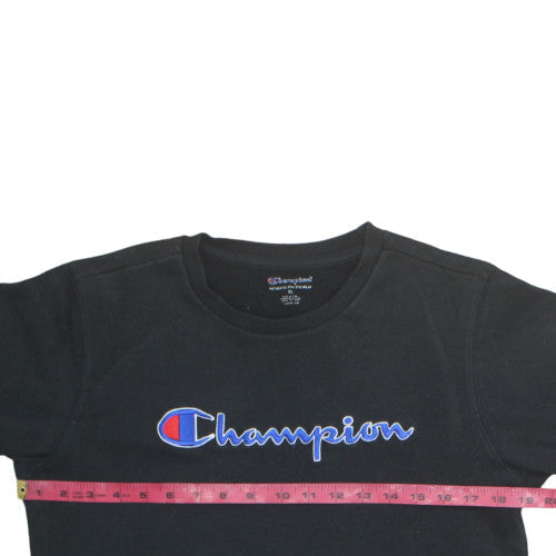 Champion Womens Black XL Pullover Sweatshirt with Logo Detail