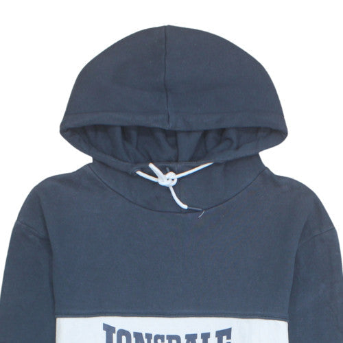 Lonsdale Men's Blue Pullover Hoodie L Logo Fleece Sweatshirt
