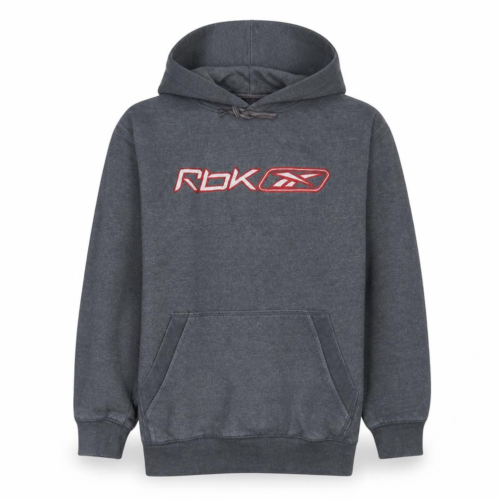 Reebok Mens Grey Pullover Hoodie M Sports Logo Fleece