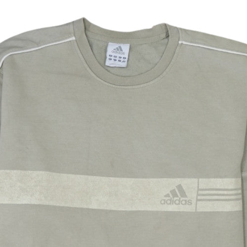 Adidas Men's Beige Pullover Sweatshirt M Regular Crew Neck Fleece