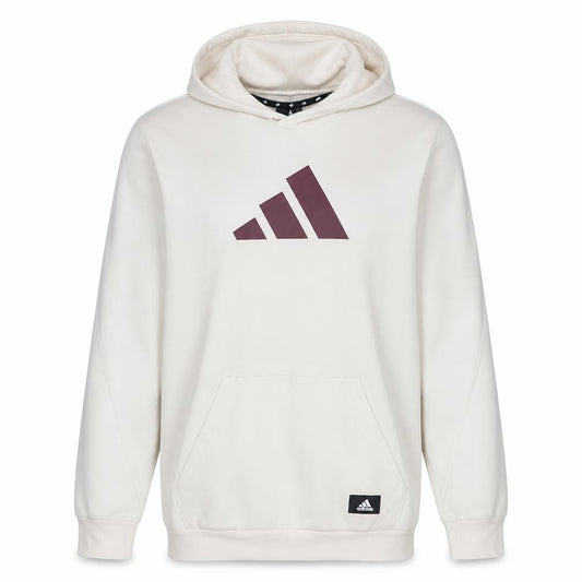 Adidas Men's Beige XL Pullover Hoodie with Logo Print