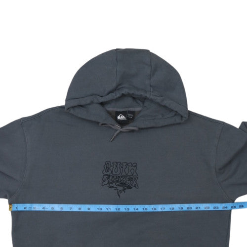 Quiksilver Mens Grey Pullover Hoodie L Fleece Surf Logo