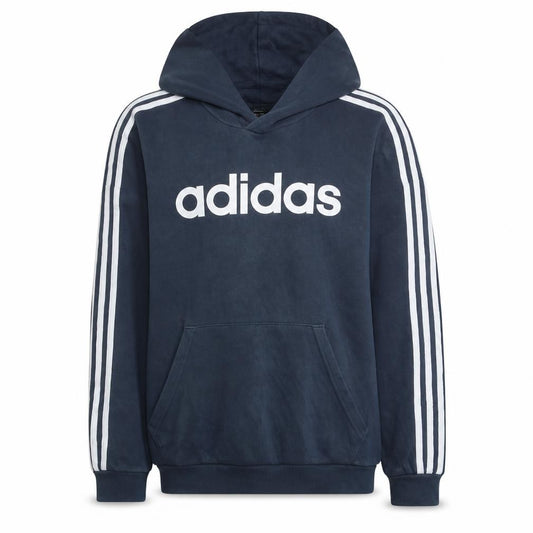 Adidas Mens Navy Blue XL Pullover Hoodie with Logo Print