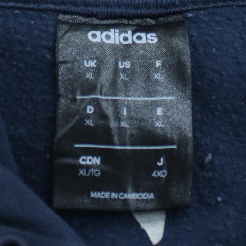 Adidas Mens Navy Blue XL Pullover Hoodie with Logo Print