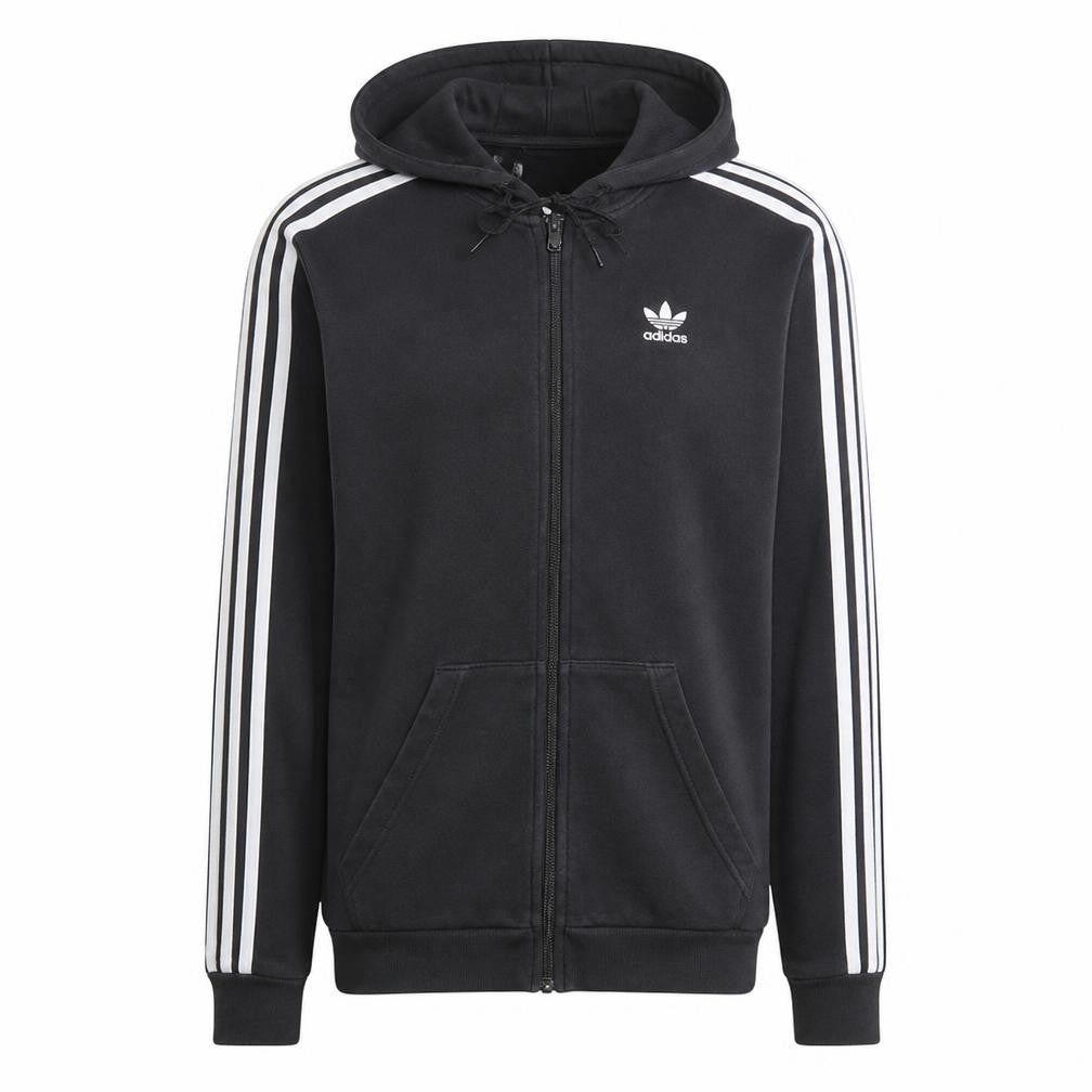 Front view of adidas Men's Black Full Zip Hoodie S Regular Fit Sportswear