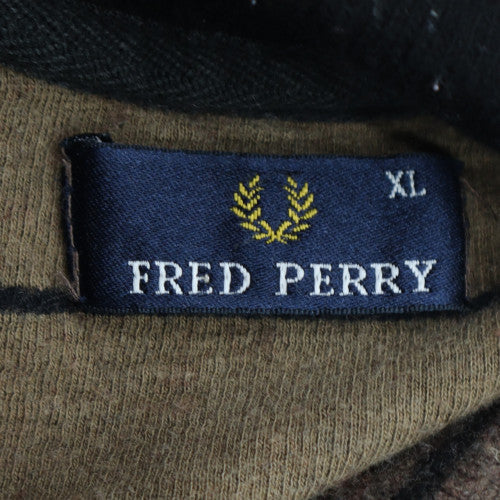 Fred Perry Mens Brown and Black Wool Full Zip Jumper XL