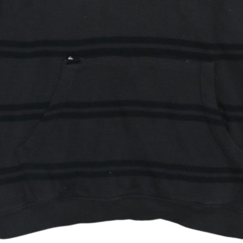 Quiksilver Men's Black Striped 1/4 Zip Pullover Hoodie M