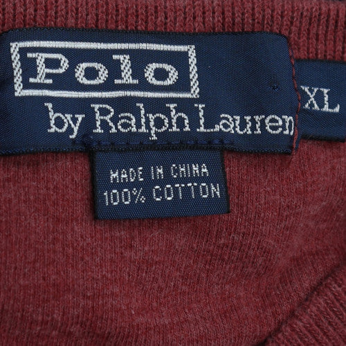 Ralph Lauren Men’s Red Cotton V-Neck Jumper XL Classic Knit