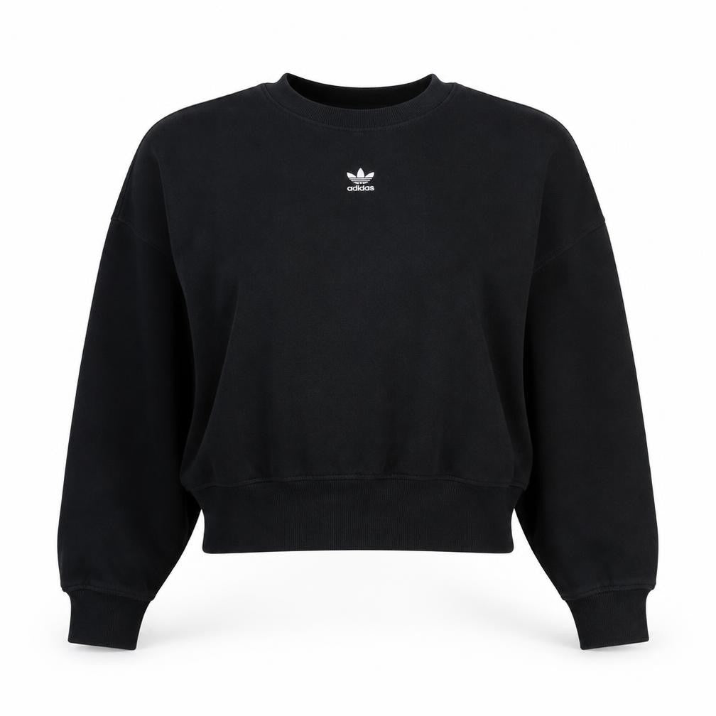 Adidas Womens Black Cotton Crew Neck Pullover Sweatshirt Size 16