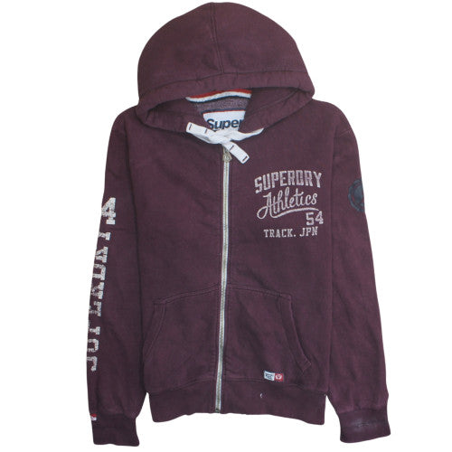 Superdry Men's Purple Full Zip Hoodie Size M Sports Graphic