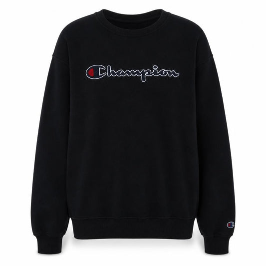 Champion Boys Black 2XL Crew Neck Pullover Sweatshirt with Logo