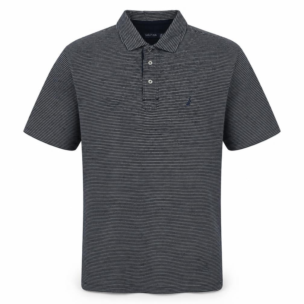 Nautica Men's Blue Striped Cotton Linen Polo Shirt XL Classic Fit