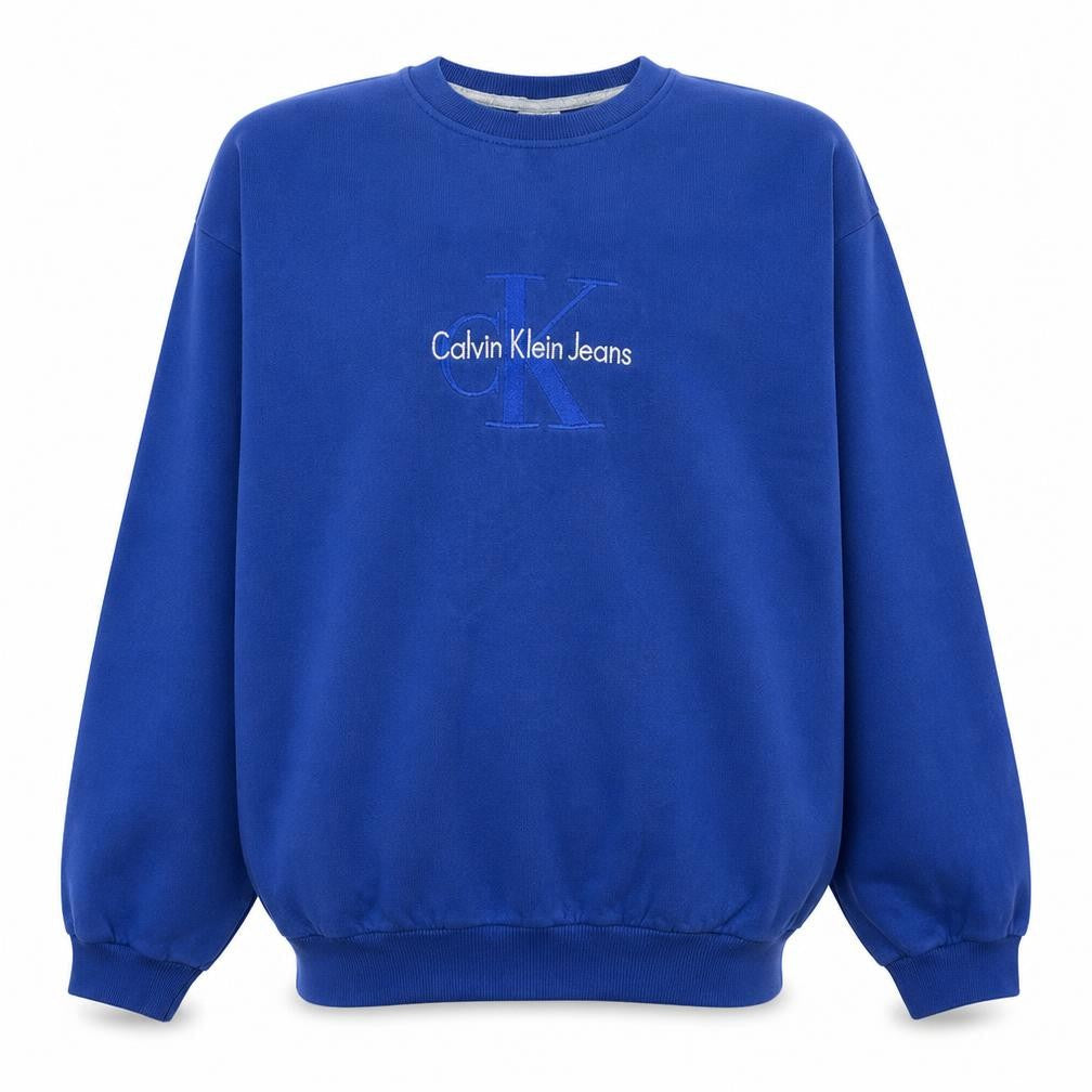 Calvin Klein Jeans Men's Blue XXL Crew Neck Sweatshirt Logo Embroidered
