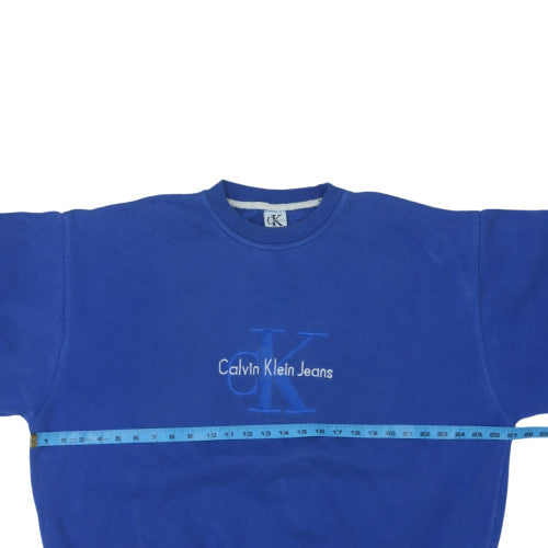 Calvin Klein Jeans Men's Blue XXL Crew Neck Sweatshirt Logo Embroidered