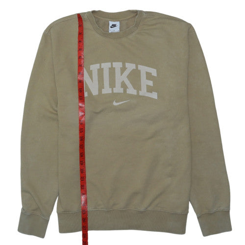 Nike Men's Beige Logo Crew Neck Pullover Sweatshirt M