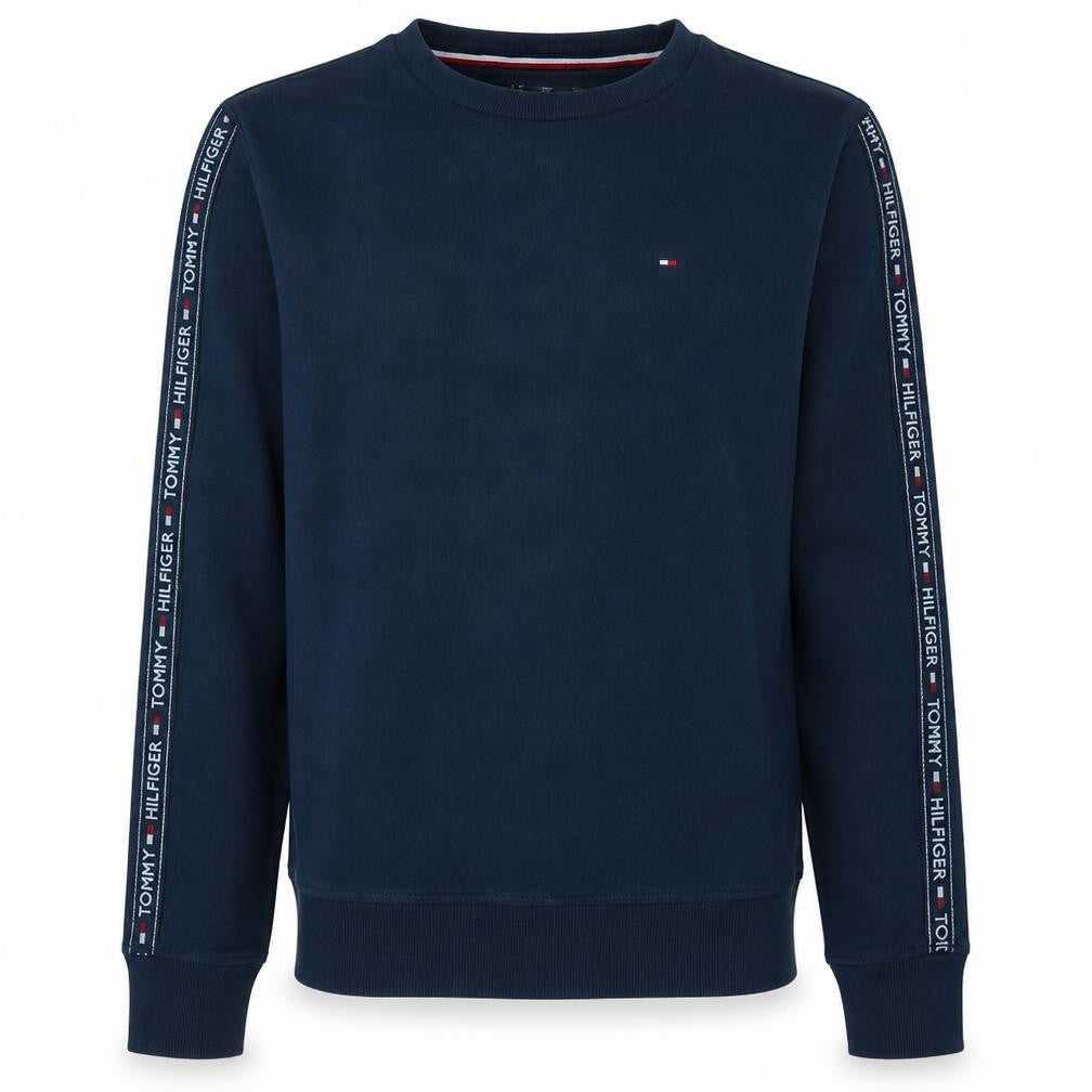 Tommy Hilfiger Men’s Blue Logo Tape Crew Neck Sweatshirt M